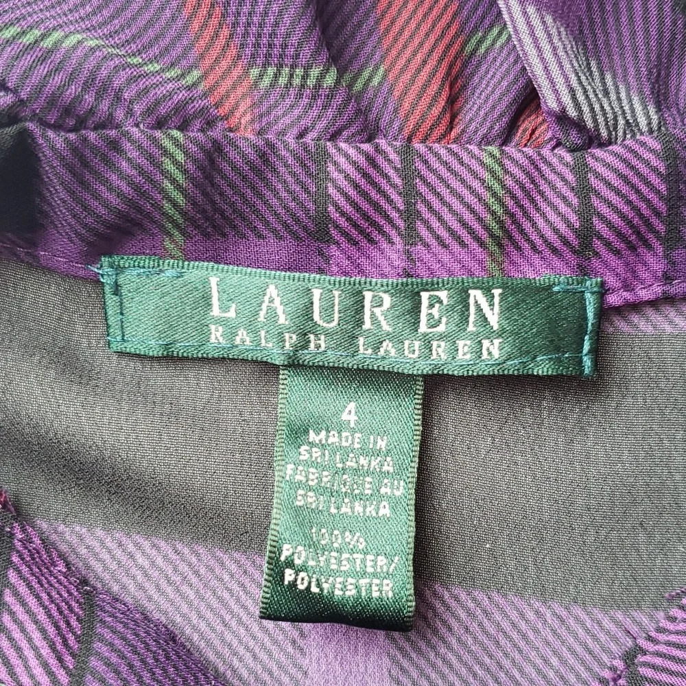 Lauren Ralph Lauren Sleeveless Plaid Blouse 4 Semi-sheer Office Career Academia - Picture 9 of 14
